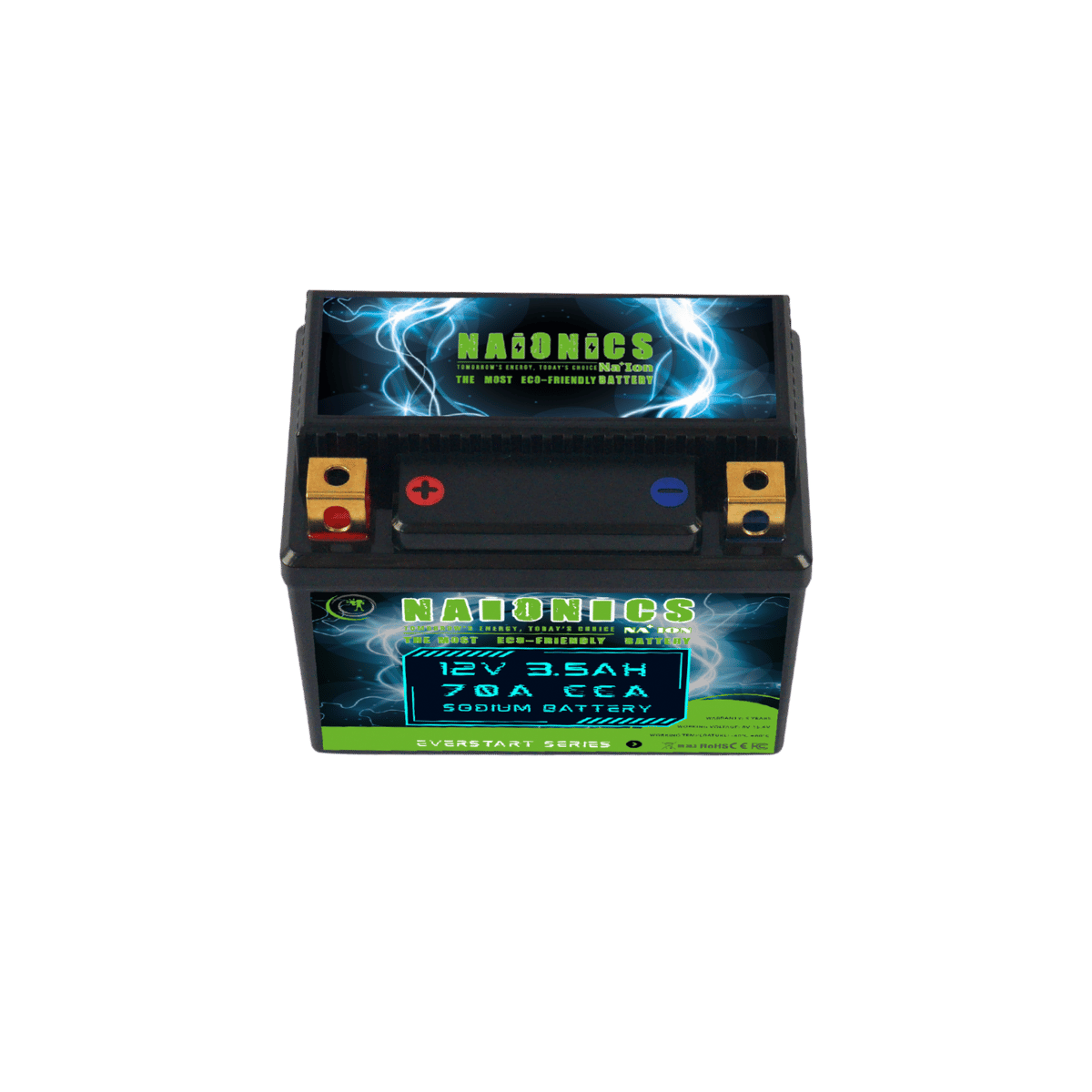 NAIONICS 12V 3.5Ah 90A CCA - Batteria al Sodio Avviamento Moto EverStart Series NAMYTX4A